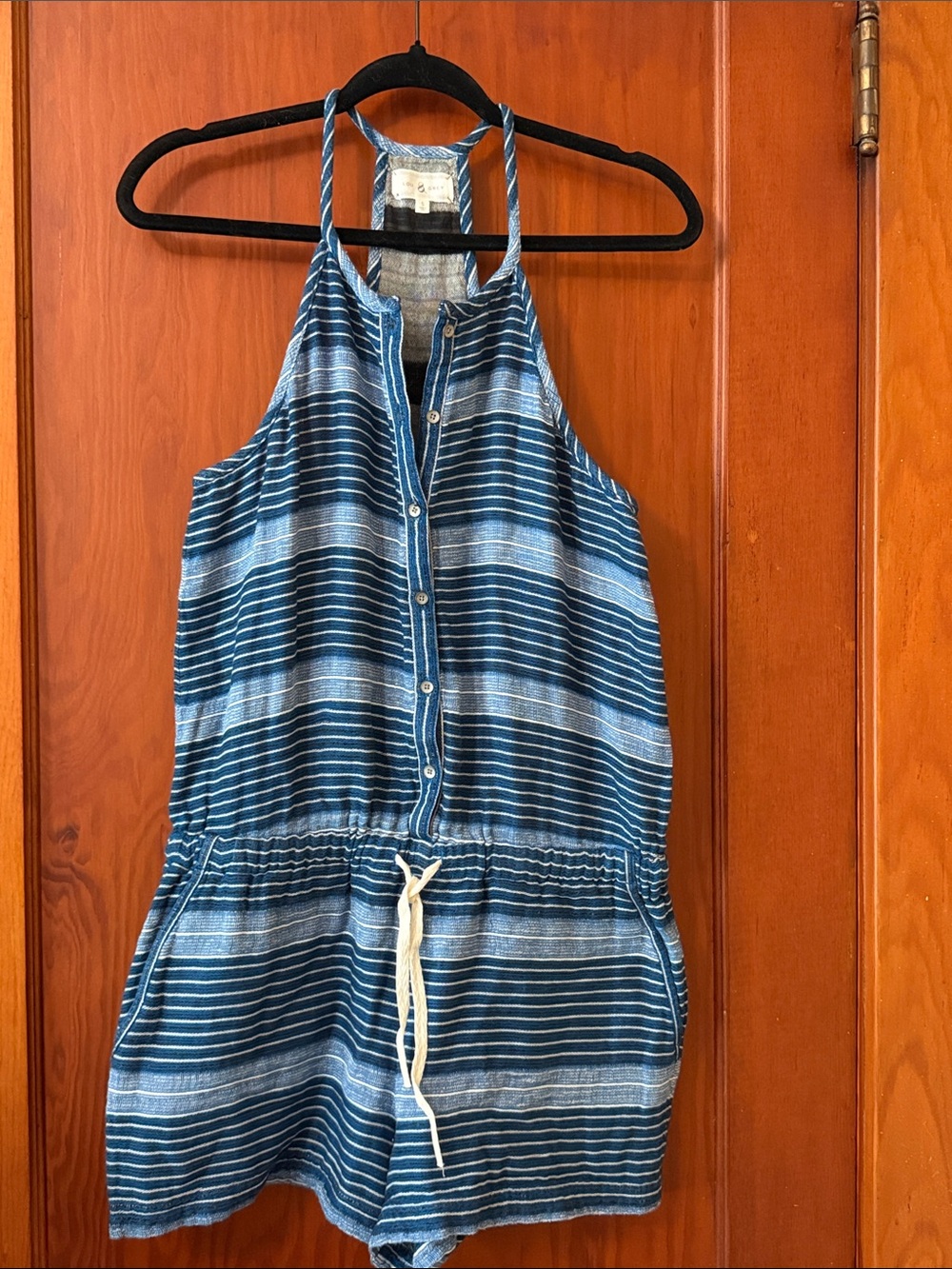 Lou & Grey Blue Striped Halter Romper